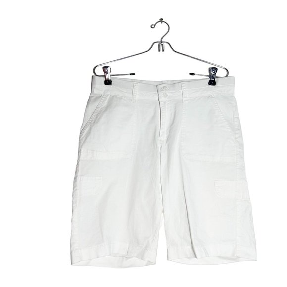 Lee Womens Relaxed Fit Avey Knit Waist Cargo Bermuda in White - Sz 10 Medium - Picture 2 of 6